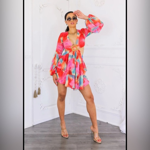 Vibrant Multicolor Tie-Dye Dress - Picture 2 of 4